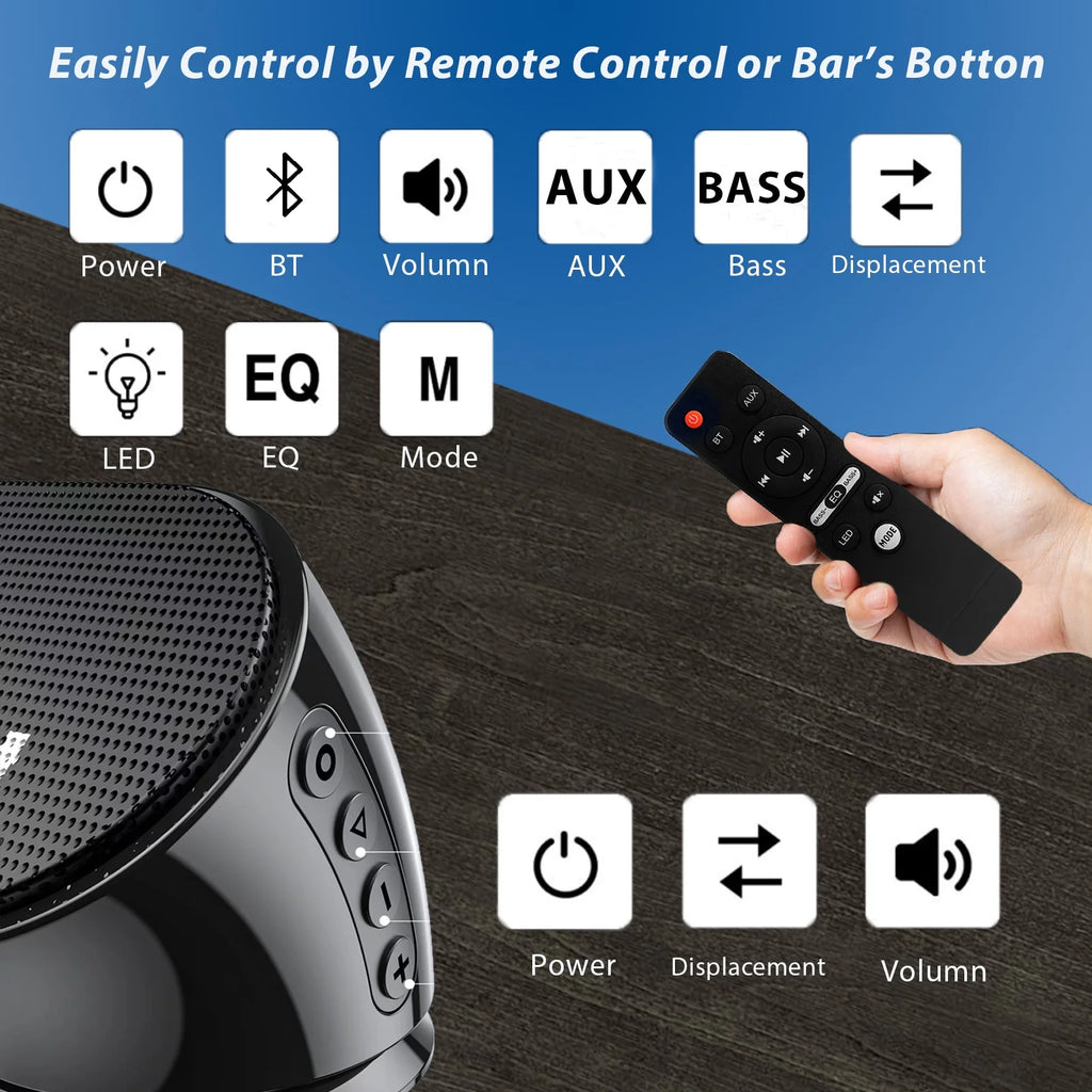 Small Sound Bar for TV, 2.1Ch 60+W Compact Soundbar with Built-In Subwoofer, Bluetooth 5.4, 5 EQ Modes, HDMI Arc/Optical/Aux/Usb, 16.5 Inch