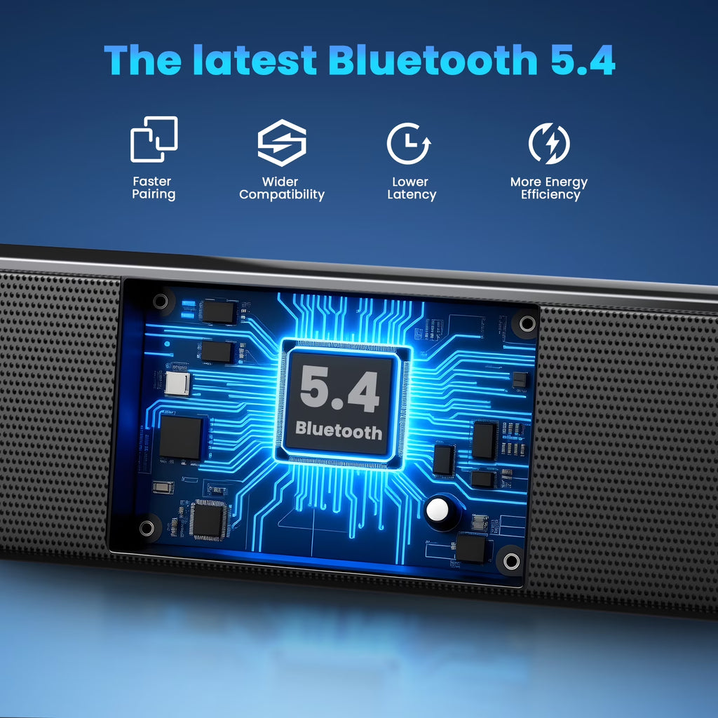 Small Sound Bar for TV, 2.1Ch 60+W Compact Soundbar with Built-In Subwoofer, Bluetooth 5.4, 5 EQ Modes, HDMI Arc/Optical/Aux/Usb, 16.5 Inch